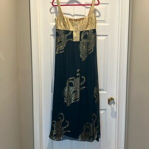 Nicole Miller collection evening gown gold and teal size 8